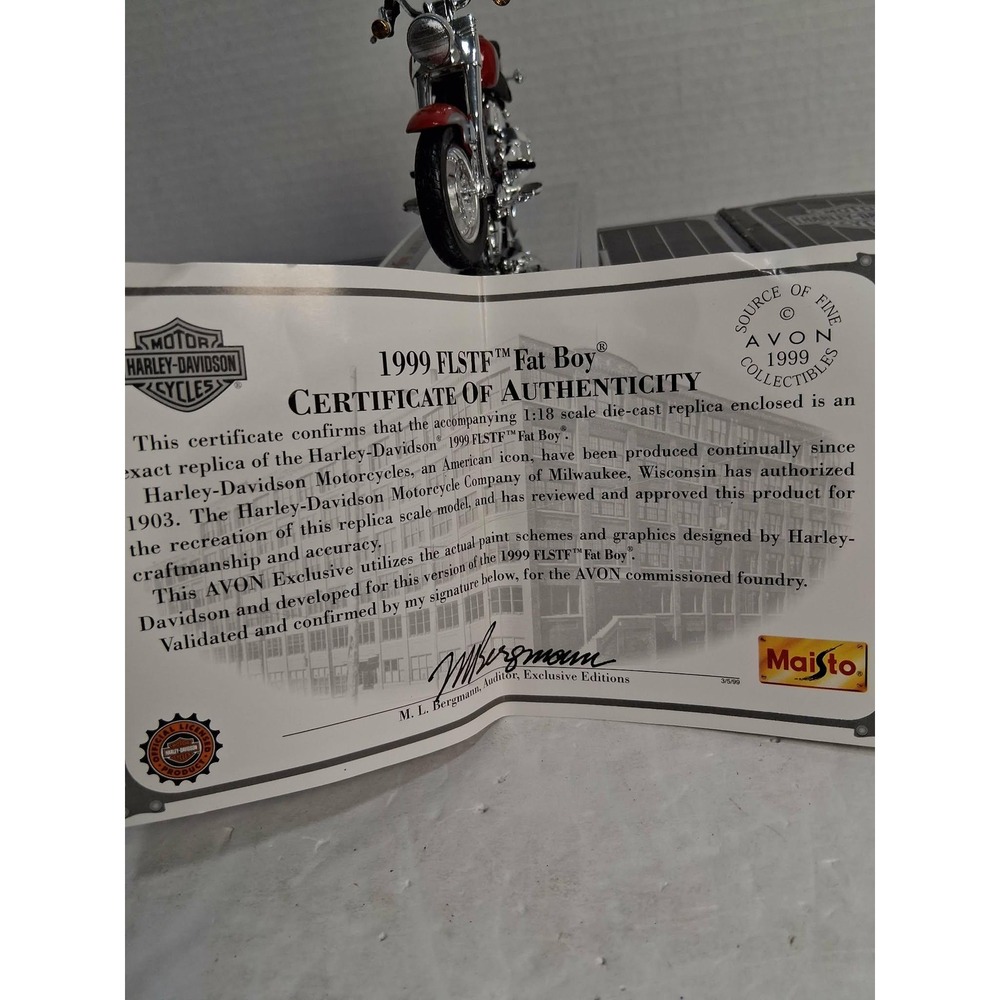 Maisto 1999 Harley Davidson FLSTF Fat Boy Diecast Metal Collectible 1 18 Scale - Picture 5 of 5